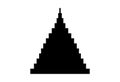 Pyramid consisting of horizontal rectangles. Black silhouette. Triangle. Simplistic pixel pyramid. Simple geometric