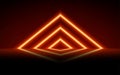 The pyramid consists of glowing stripes. 3D illustration.