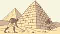 Pyramid Construction: Ancient Egyptian Labor Scene, vector design Generative AI Royalty Free Stock Photo