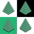 Pyramid of the cubes with dollar logo in isometric view