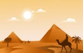 Pyramid Desert Muslim Travel Camel Islamic Culture Illustration