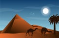 Pyramid Desert Muslim Travel Camel Islamic Culture Illustration