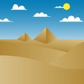 Pyramid in desert on under the open sky