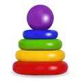 Pyramid. Developing game for children. Bright colored plastic toy. object. Vector