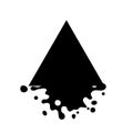 Pyramid dripping, triangle dark, black icon. Liquid paint flows. Melted logo. Current paint, stains. Mockup of blank. Template ink