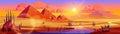Pyramid in egypt desert oasis sunset landscape