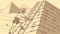 Pyramid Explorer: Worker Scaling Ancient Wonders, vector design Generative AI Royalty Free Stock Photo
