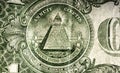 Pyramid, Eye of Providence. Extreme Pyramid of Banknotes of the United States dollar on white background.