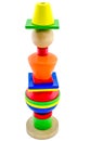 Pyramid in form little man of colored wooden blocks solated on white background Royalty Free Stock Photo