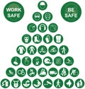 Pyramid Health and Safety Green Icon collection Royalty Free Stock Photo
