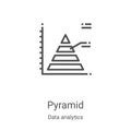 pyramid icon vector from data analytics collection. Thin line pyramid outline icon vector illustration. Linear symbol for use on