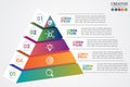 Pyramid infographic colorful template with 5 steps or options concept.Each part contains unique number, icon and space for own Royalty Free Stock Photo