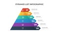 Pyramid infographic template vector with 6 list, layers, options, steps. Layout element for presentation, report, banner