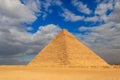 Pyramid of Khafre or of Chephren is second-tallest and second-largest of the Ancient Egyptian Pyramids of Giza Royalty Free Stock Photo