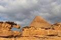 Pyramid of Khafre or of Chephren is second-tallest and second-largest of the Ancient Egyptian Pyramids of Giza Royalty Free Stock Photo