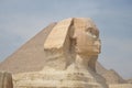 The pyramid of Khafre or of Chephren with a statue of a sphinx in the foreground Royalty Free Stock Photo