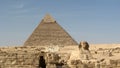 Pyramid of Khafre and the Great Sphinx of Giza Royalty Free Stock Photo
