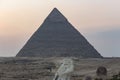 The Pyramid of Khafre and the Great Sphinx of Giza in the foreground Royalty Free Stock Photo