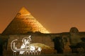 Pyramid of Khafre at Night laser show Royalty Free Stock Photo