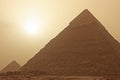 Pyramid of Khafre in a sand storm, Cairo Royalty Free Stock Photo