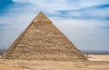 Pyramid of Khafre the second largest ancient Egyptian pyramid. Located next to the Great Sphinx, as well as the pyramids of Cheops Royalty Free Stock Photo