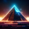 The Pyramid of Khufu in Cairo, Egypt at night. Generative AI