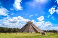 The pyramid of Kukulkan in Chichen Itza. Mayan pyramids, sky, cl