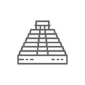 Pyramid of Kukulkan at Chichen Itza, Mexico, landmark line icon.
