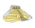 Pyramid Kukulkan hand drawn icon