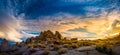 Pyramid Lake Nevada Tufas at Sunset Panorama Royalty Free Stock Photo