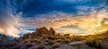 Pyramid Lake Nevada Tufas at Sunset Panorama