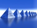The pyramid line reflected on the surface