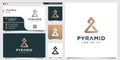 Pyramid logo with bold infinity style and business card design template, alpha, pyramid, infinity, Premium Vector Royalty Free Stock Photo