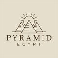 pyramid logo line art vector simple illustration template icon graphic design. egypt destination sign or symbol for travel