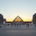The pyramid of Louvre in the evening, Louvre  museum, Paris Royalty Free Stock Photo
