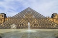 Louvre museum pyramid and historic building Royalty Free Stock Photo