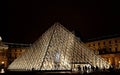 Pyramid Louvre Museum in Paris illuminated in the evening