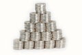 Pyramid made aut of 2 Euro coins Royalty Free Stock Photo