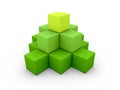 A pyramid made of similar green boxes