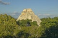 Pyramid of the Magician, Mayan ruin and Pyramid of Uxmal in the Yucatan Peninsula, Mexico at sunset Royalty Free Stock Photo