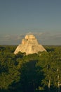 Pyramid of the Magician, Mayan ruin and Pyramid of Uxmal in the Yucatan Peninsula, Mexico at sunset Royalty Free Stock Photo