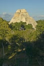 Pyramid of the Magician, Mayan ruin and Pyramid of Uxmal in the Yucatan Peninsula, Mexico at sunset Royalty Free Stock Photo