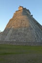 Pyramid of the Magician, Mayan ruin in the Yucatan Peninsula, Mexico at sunset Royalty Free Stock Photo