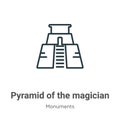 Pyramid of the magician outline vector icon. Thin line black pyramid of the magician icon, flat vector simple element illustration