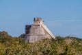 Pyramid of the Magician Piramide del adivino in ancient Mayan city Uxmal, Mexi Royalty Free Stock Photo