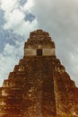 Pyramid Mayan portrait sky stone Royalty Free Stock Photo