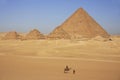 Pyramid of Menkaure and Pyramids of Queens, Cairo Royalty Free Stock Photo