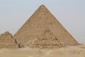 Pyramid of Menkaure and pyramids of queens, Giza plateau, Cairo, Egypt Royalty Free Stock Photo
