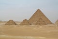 Pyramid of Menkaure and three pyramids of queens, Giza plateau, Cairo, Egypt Royalty Free Stock Photo