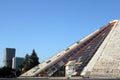 The Pyramid with modern buildings in the background in Tirana, Albania